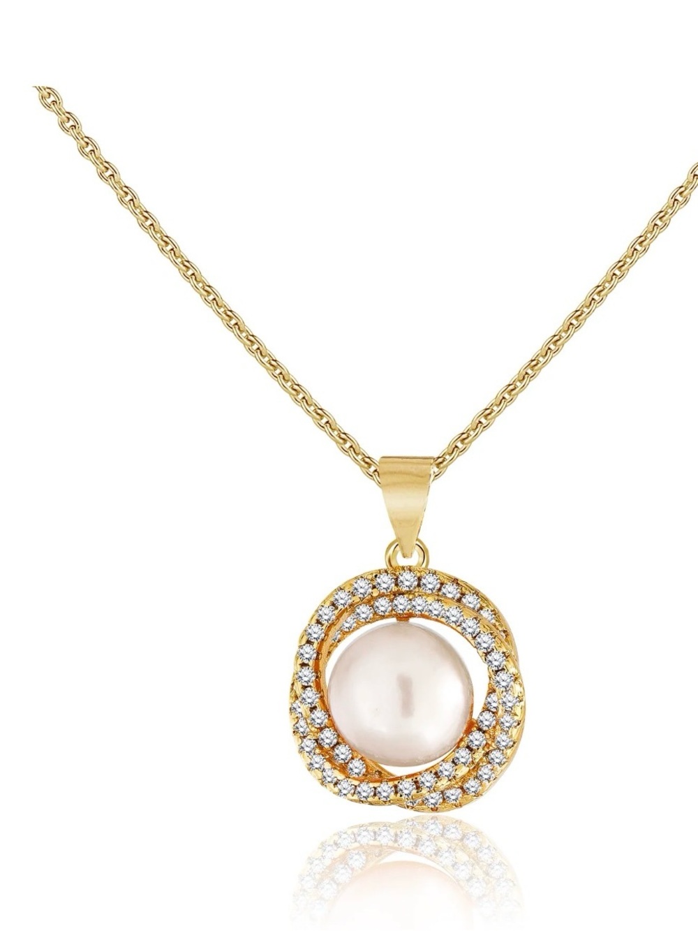 NWT-Double Loop Natural 10mm Pearl Pendant Necklace